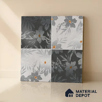 Floral Wall Tile TL 07250 B Plana 8009 GLM (Silver) 1 ft x 1 ft Ceramic Matte Finish - 9 mm  | 2 mm Spacer is Mandatory | Please Expect a Slight Variation of Pattern (Sample)
